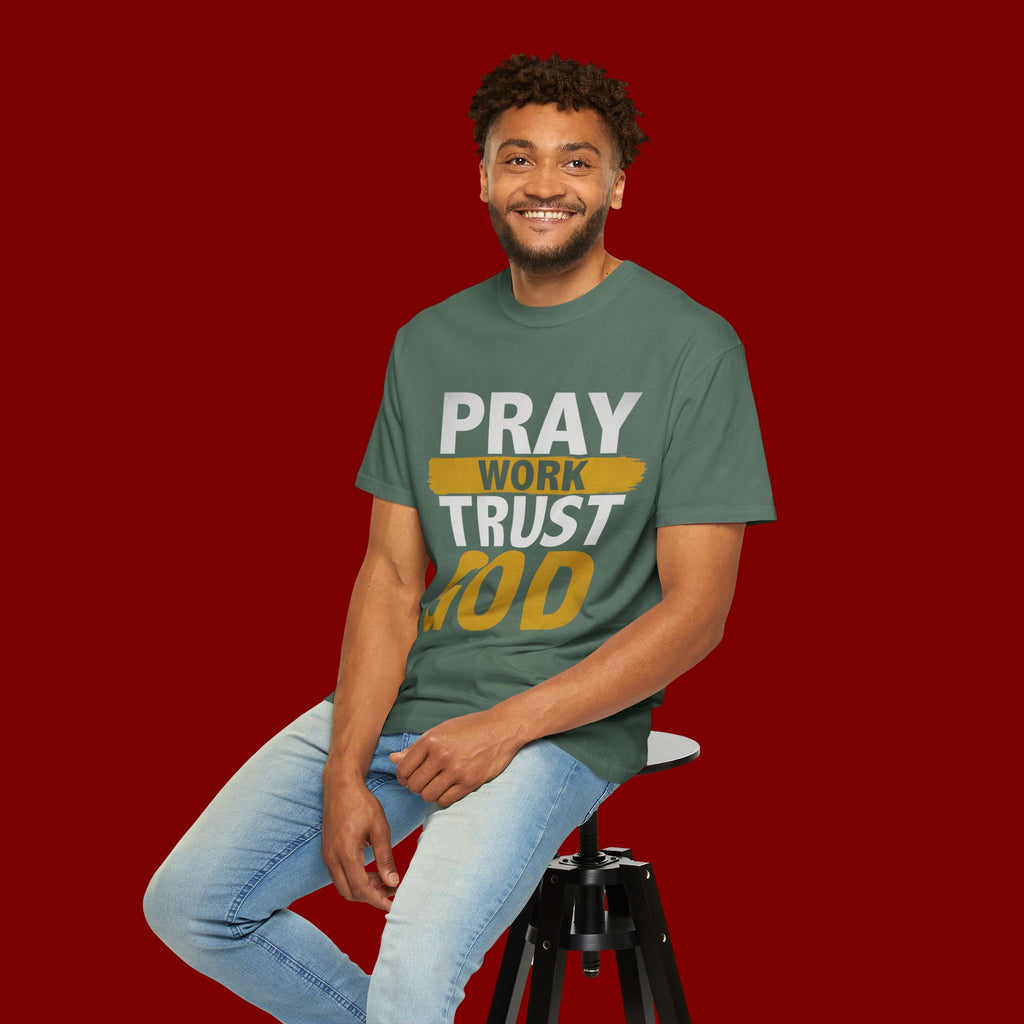Pray Work Trust God T-Shirt — Inspirational Faith Tee for Christians