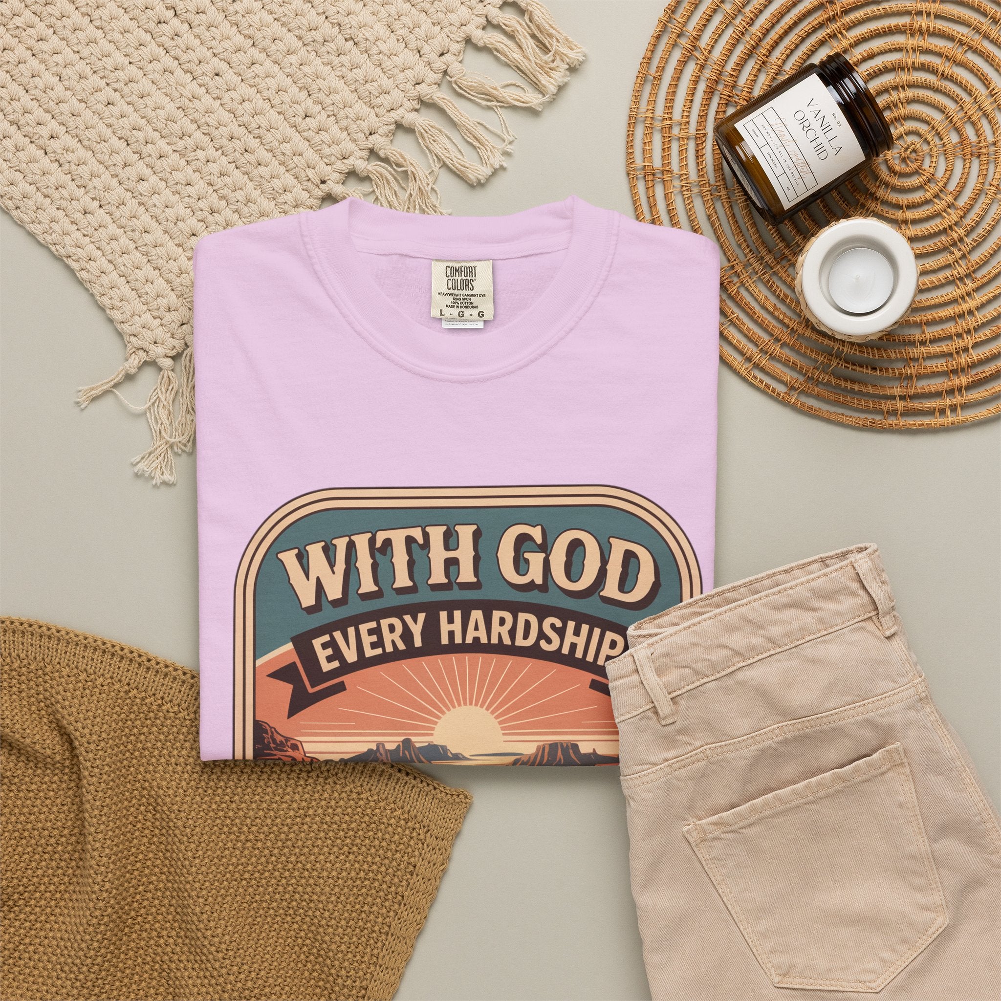 Scripture Comfort T-Shirt — "With God Every Hardship Brings Ease" Christian Faith Tee