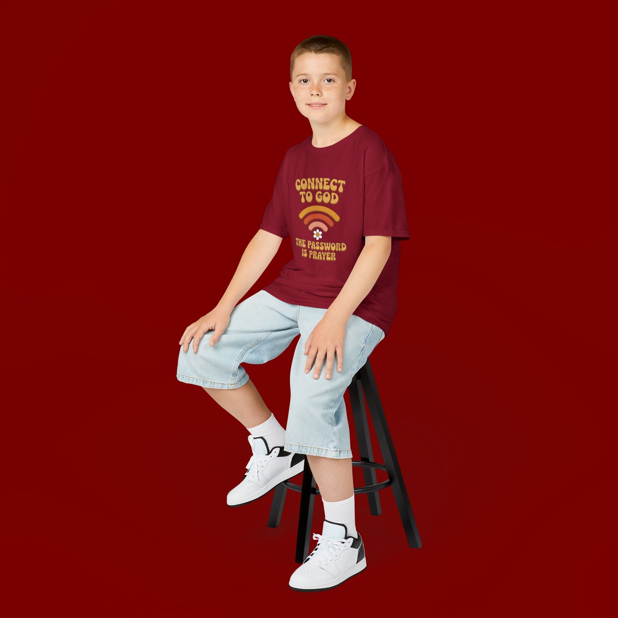 Kids Tee - "Connect to God" WiFi Prayer Graphic Shirt