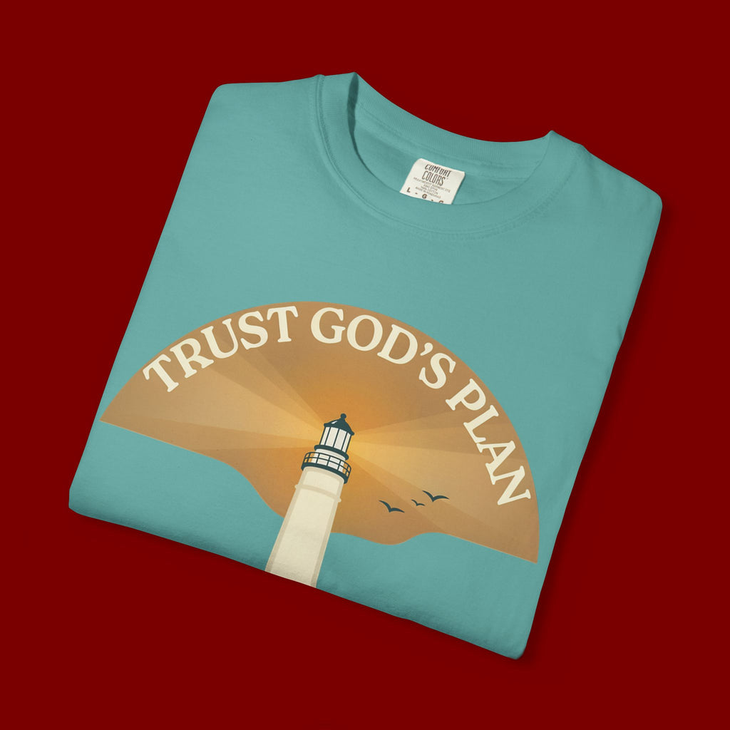 Trust God's Plan Lighthouse T-Shirt — Faith Coastal Tee