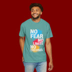 No Fear No Limits No Excuses T-Shirt — Motivational Graphic Tee