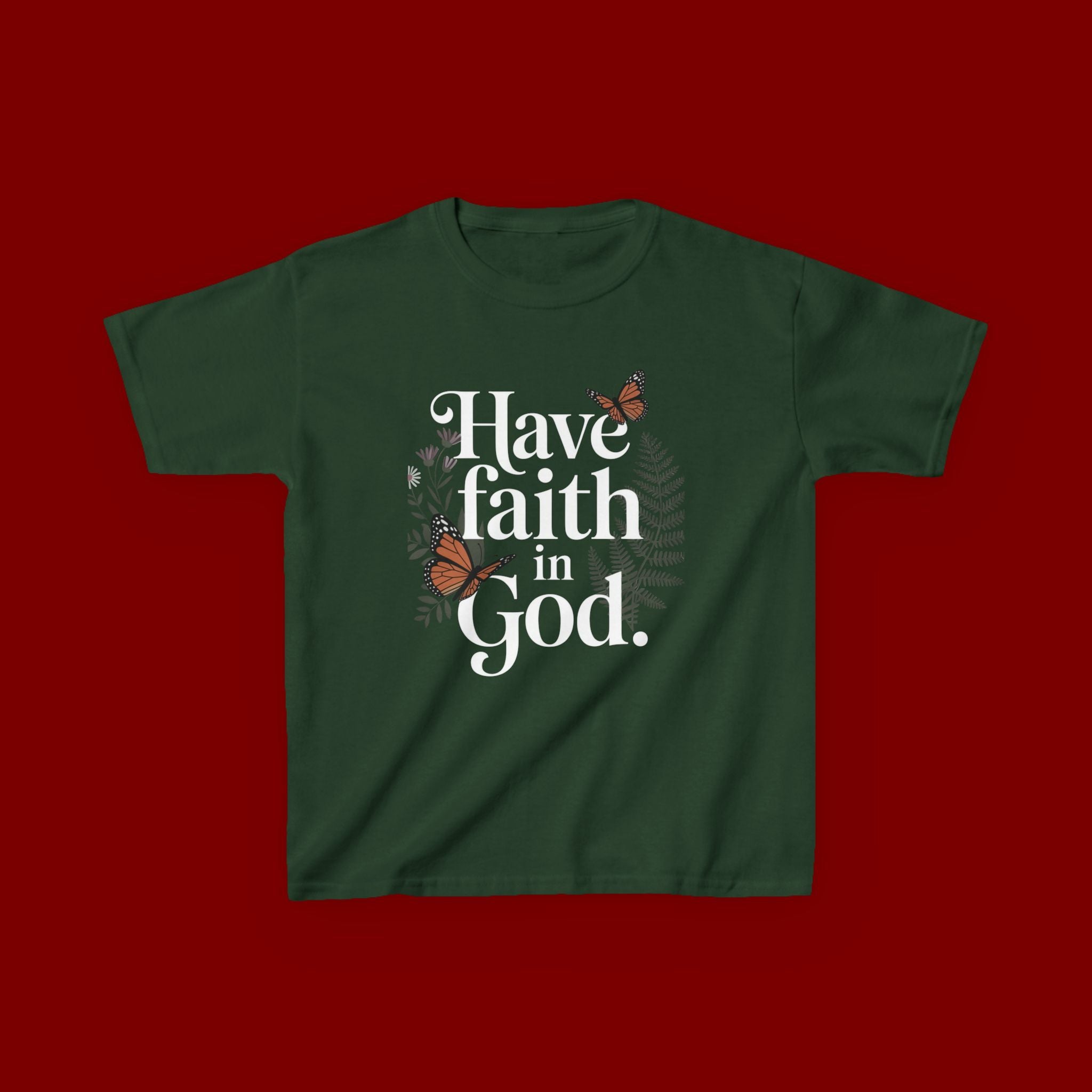 Kids Tee — "Have Faith in God" Floral Christian Youth T‑Shirt