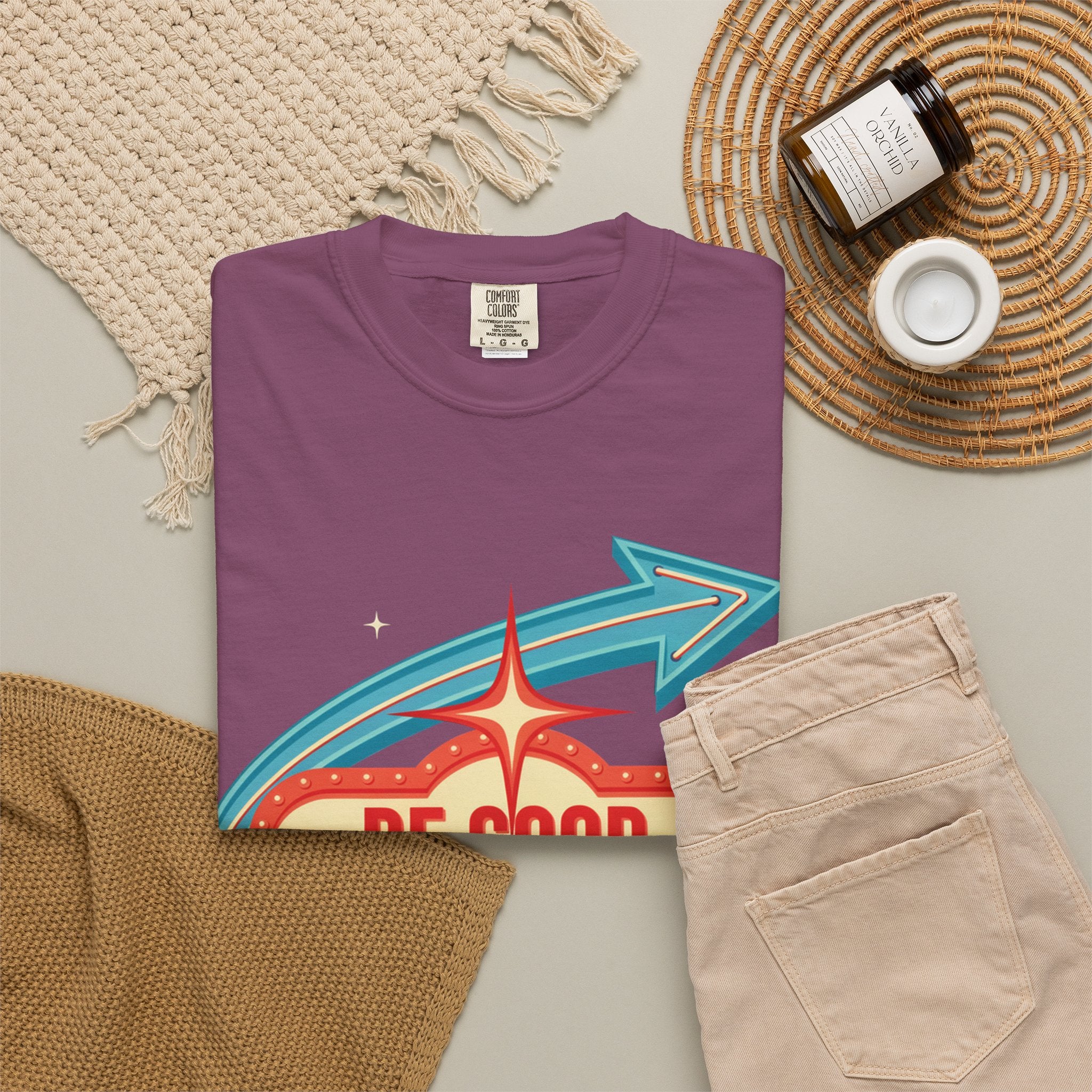 T-Shirt — "Be Good Do Good Feel Good" Retro Sign Graphic