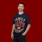 Family Faith Friends T-Shirt — Patriotic American Flag Tee