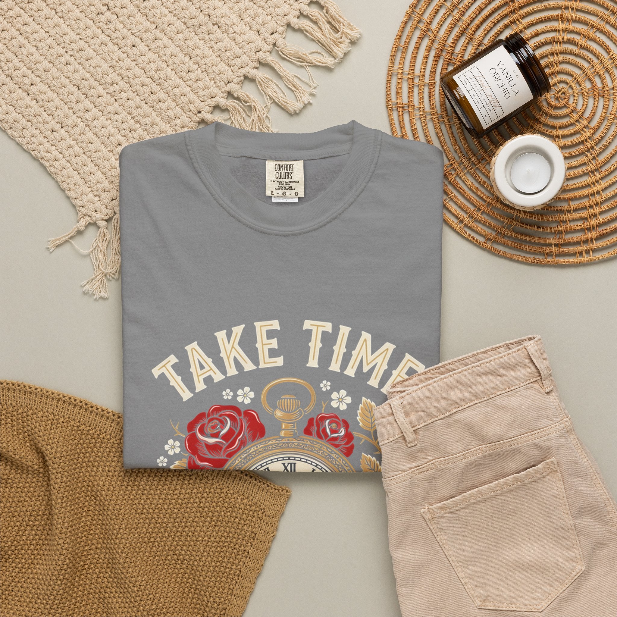 Take Time to Pray T‑Shirt — Vintage Pocket Watch & Roses Spiritual Tee
