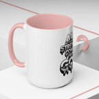 Ceramic Mug — "All Strength Comes From God" Black Accent Coffee Cup (11/15 oz)