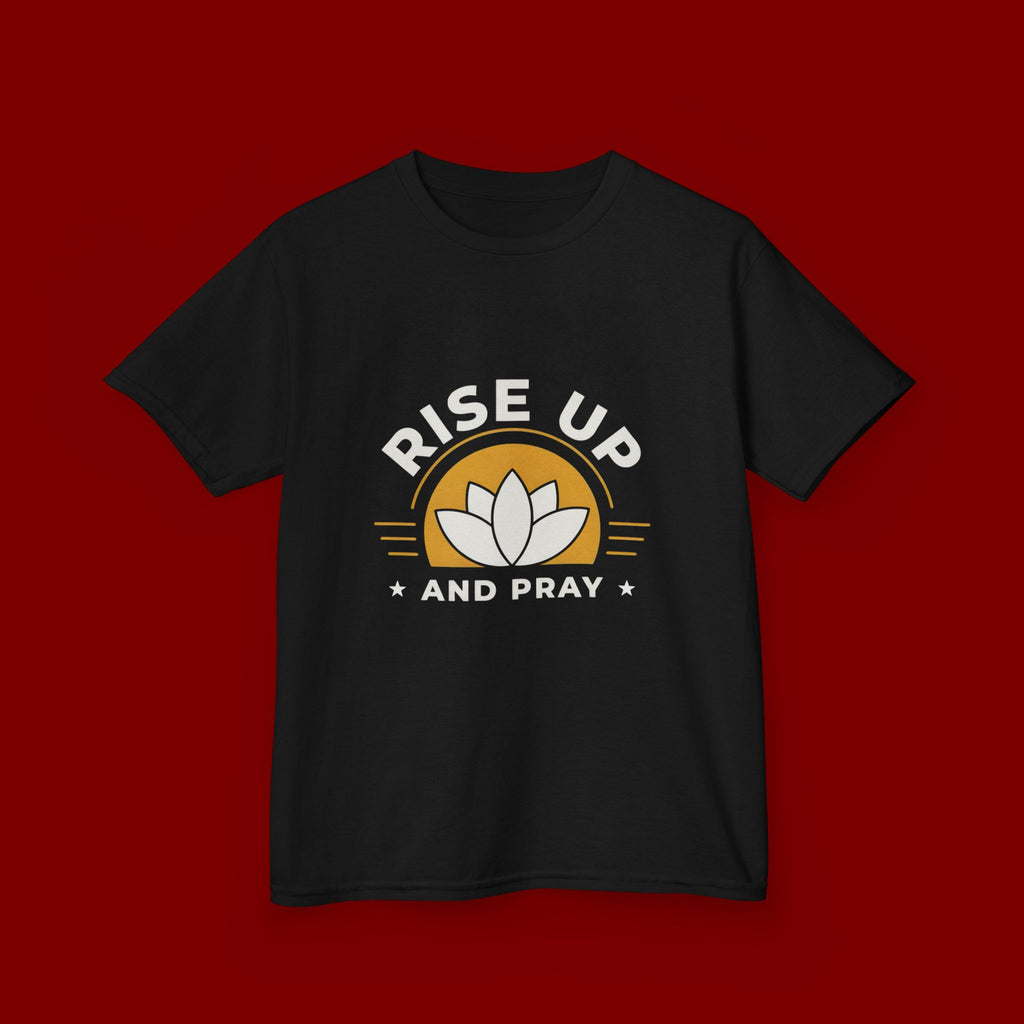 Kids T-Shirt - "Rise Up and Pray" Inspirational Christian Tee for Children