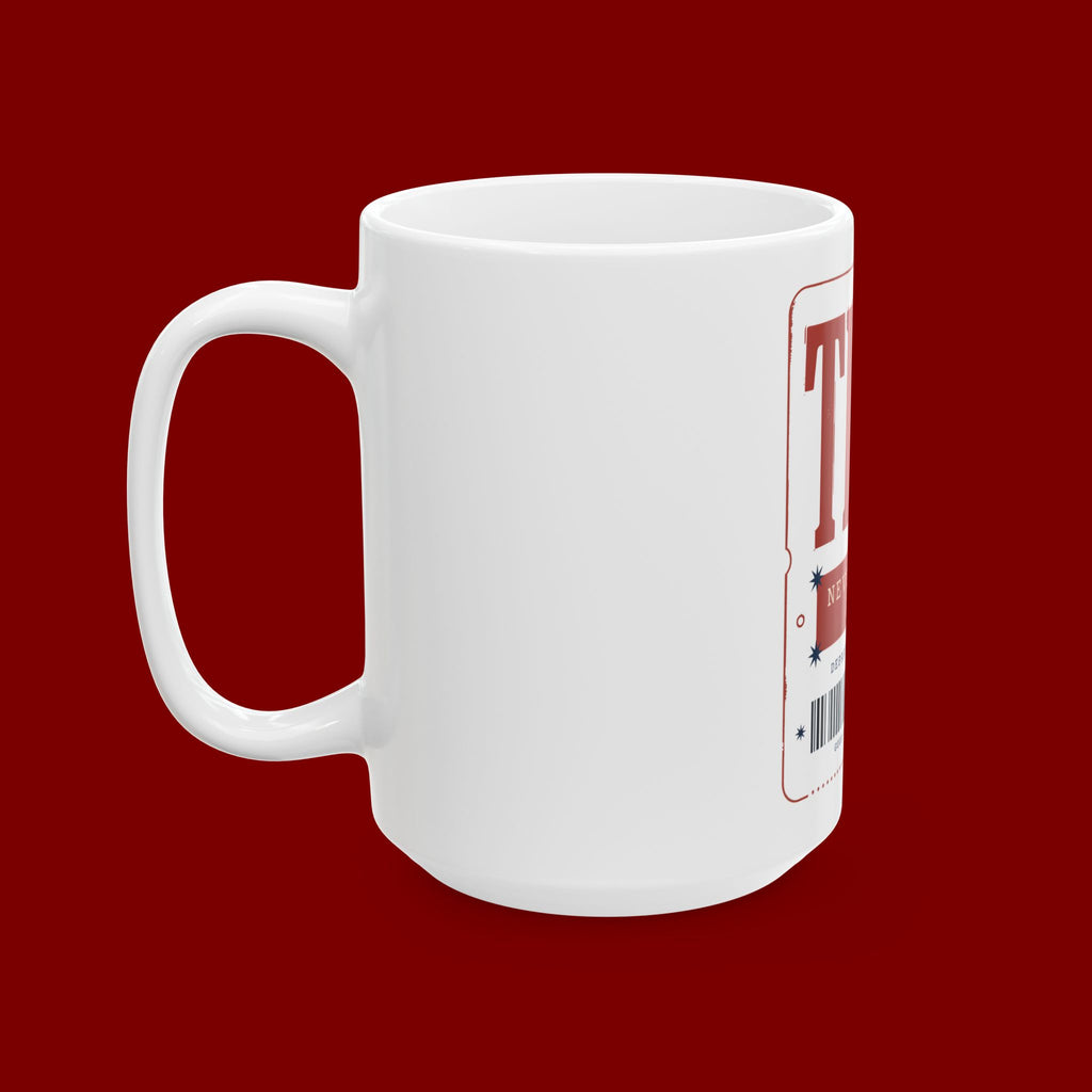 Time Ticket Ceramic Mug – "Time Never Comes Again" Vintage Poster Coffee Cup (11oz, 15oz)