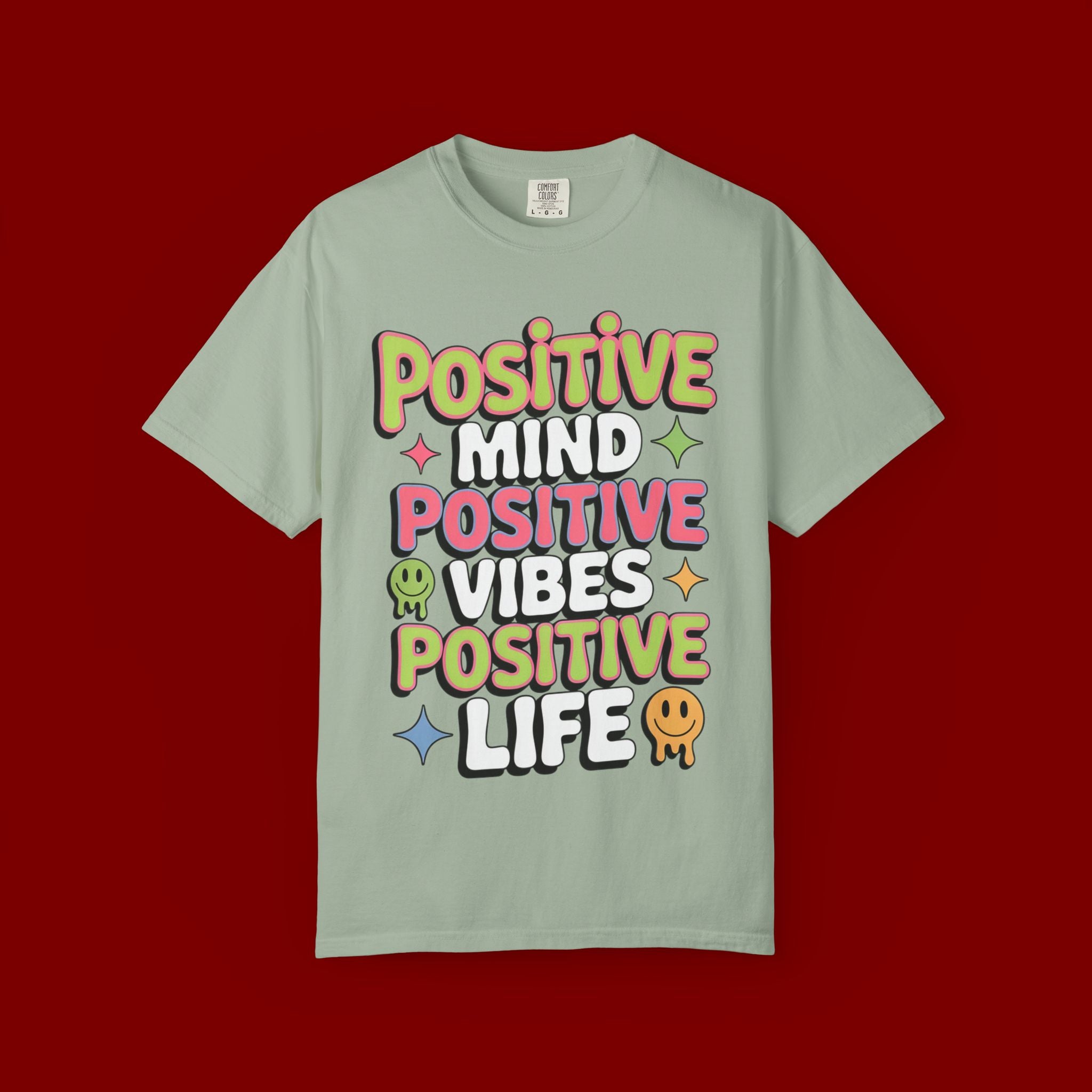 Positive Mind Positive Vibes Positive Life T-Shirt — Retro Smile Graphic Tee
