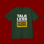 Kids T-Shirt — "Talk Less Work More" Bold Motivational Tee