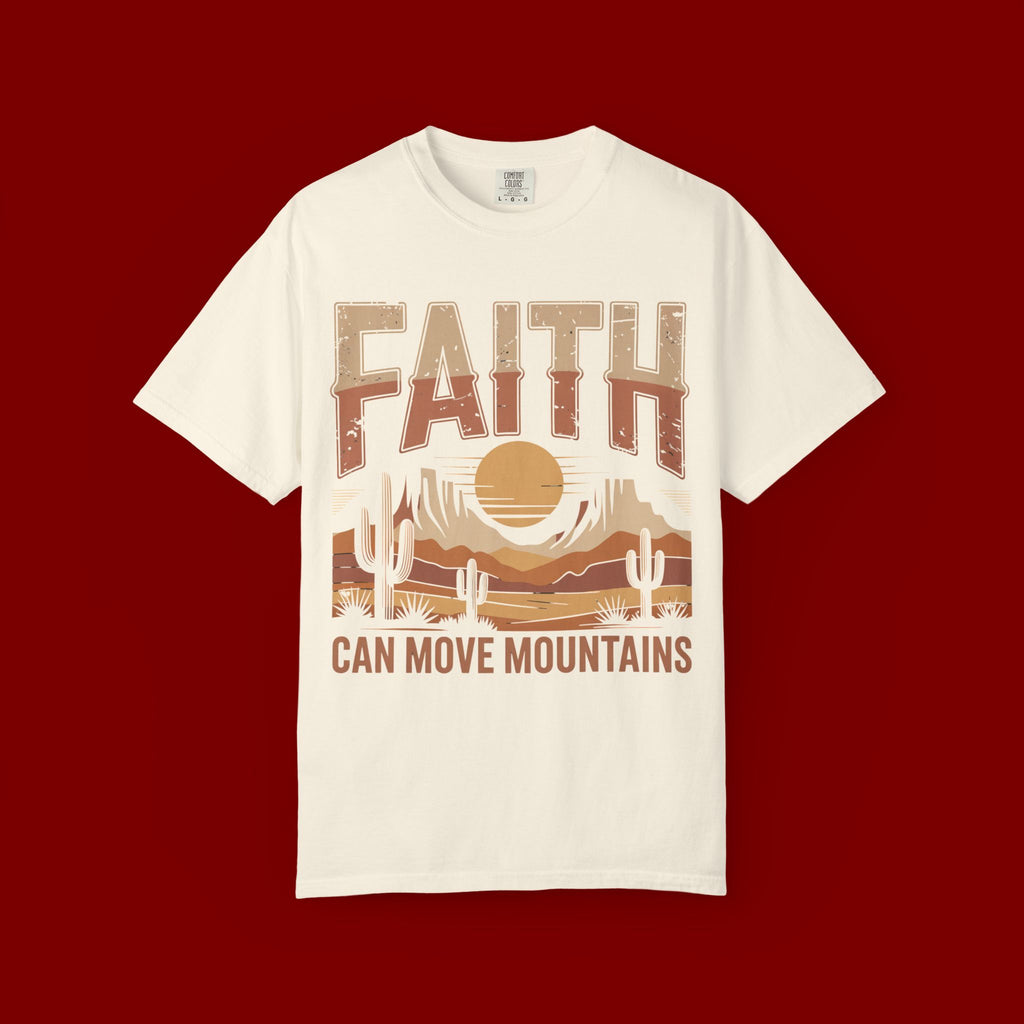 Faith Can Move Mountains T-Shirt — Retro Desert Inspirational Tee