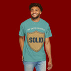 Solid Faith Shield T-Shirt — "My Faith in God Is Solid" Christian Tee