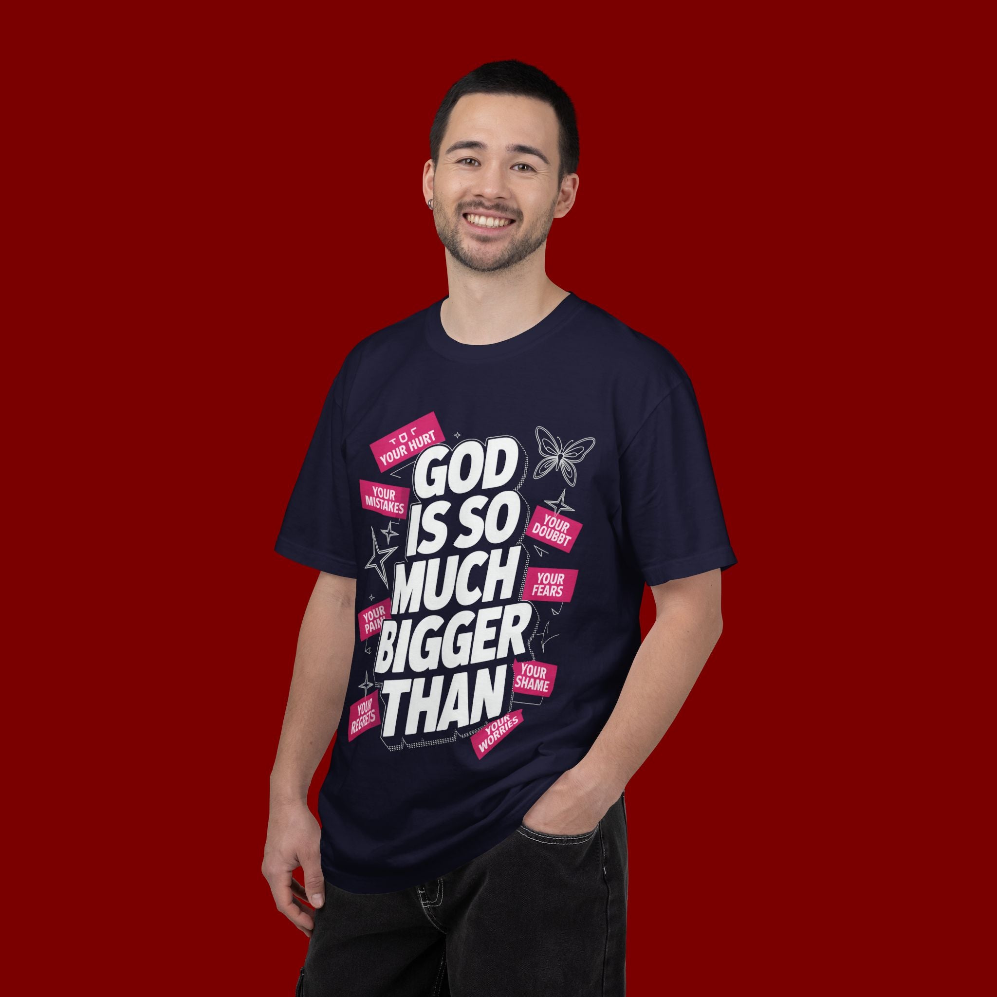 God Is So Much Bigger Than T-Shirt — Inspirational Christian Faith Graphic Tee