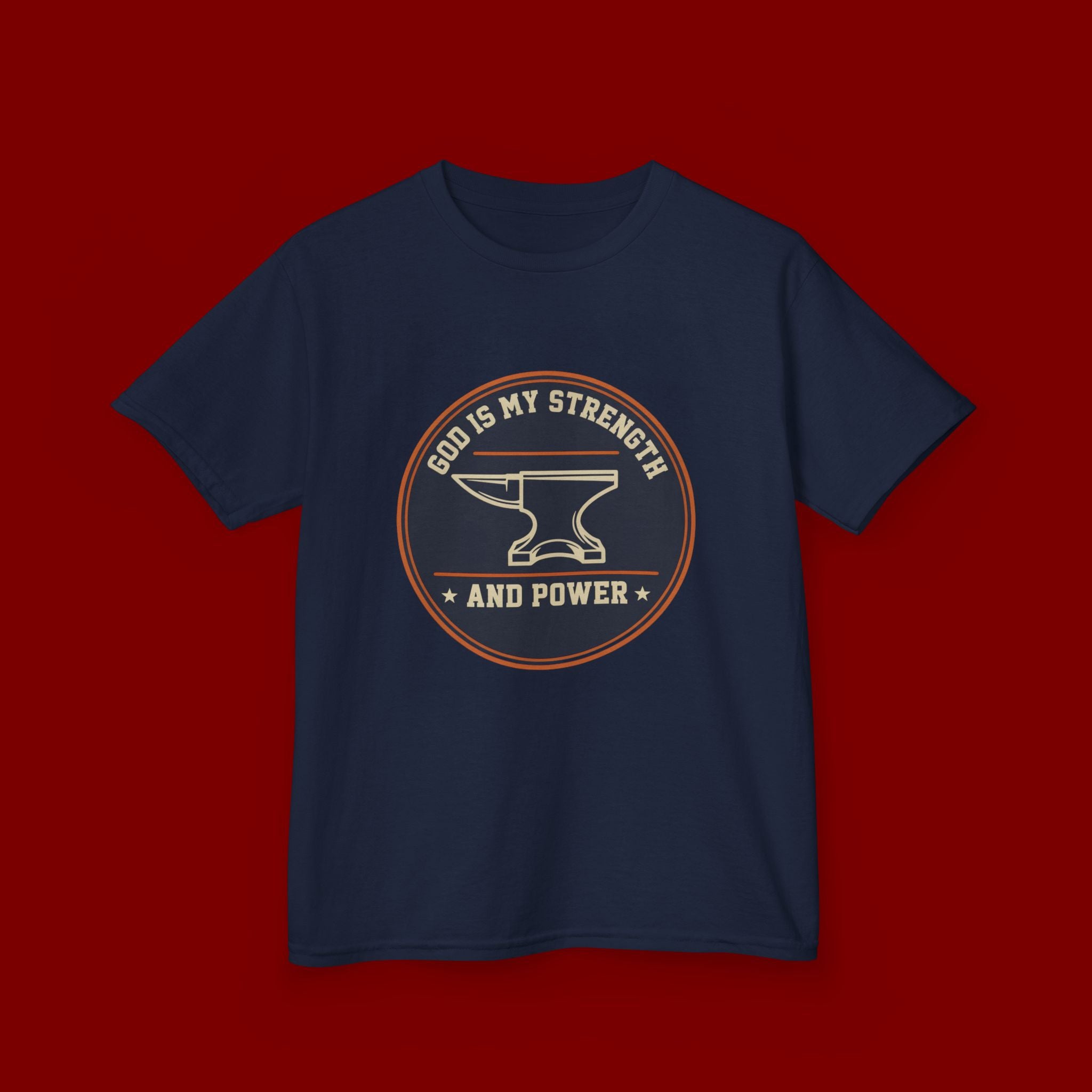 Kids Tee — "God Is My Strength and Power" Anvil & Anvil-Forge Christian Youth Shirt