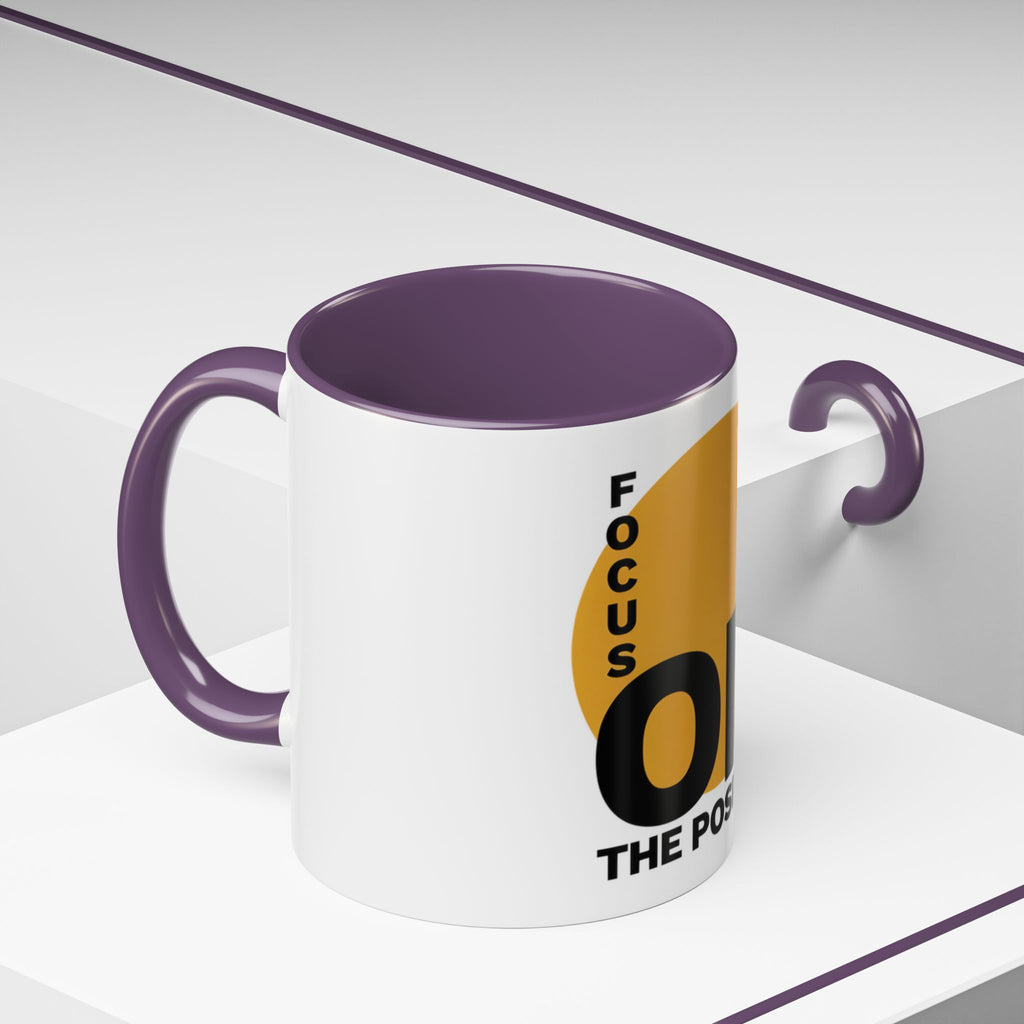 Accent Coffee Mug — "Focus On The Positive" Motivational Mug