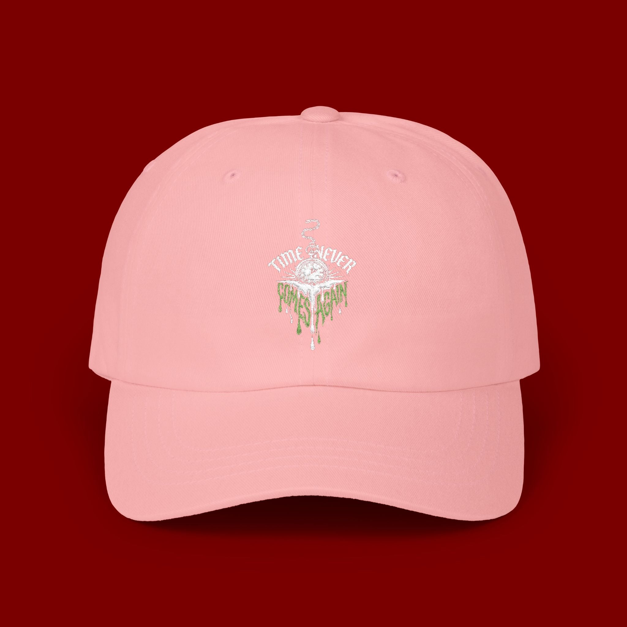 Dad Cap — Minimal Green Plant Drip Embroidered Hat