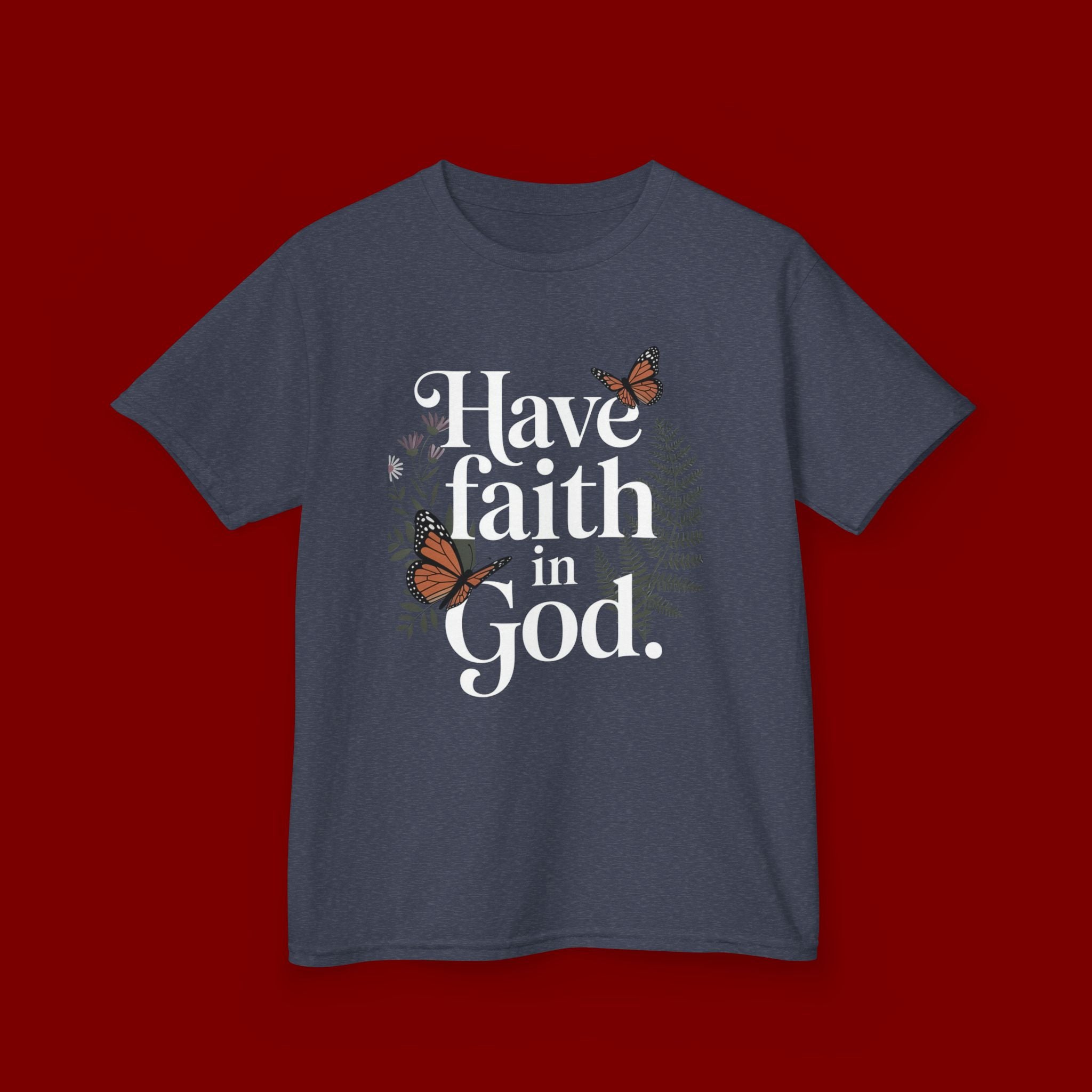 Kids Tee — "Have Faith in God" Floral Christian Youth T‑Shirt
