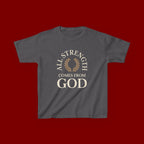 Kids T-Shirt – "All Strength Comes From God" Faith Tee for Boys & Girls
