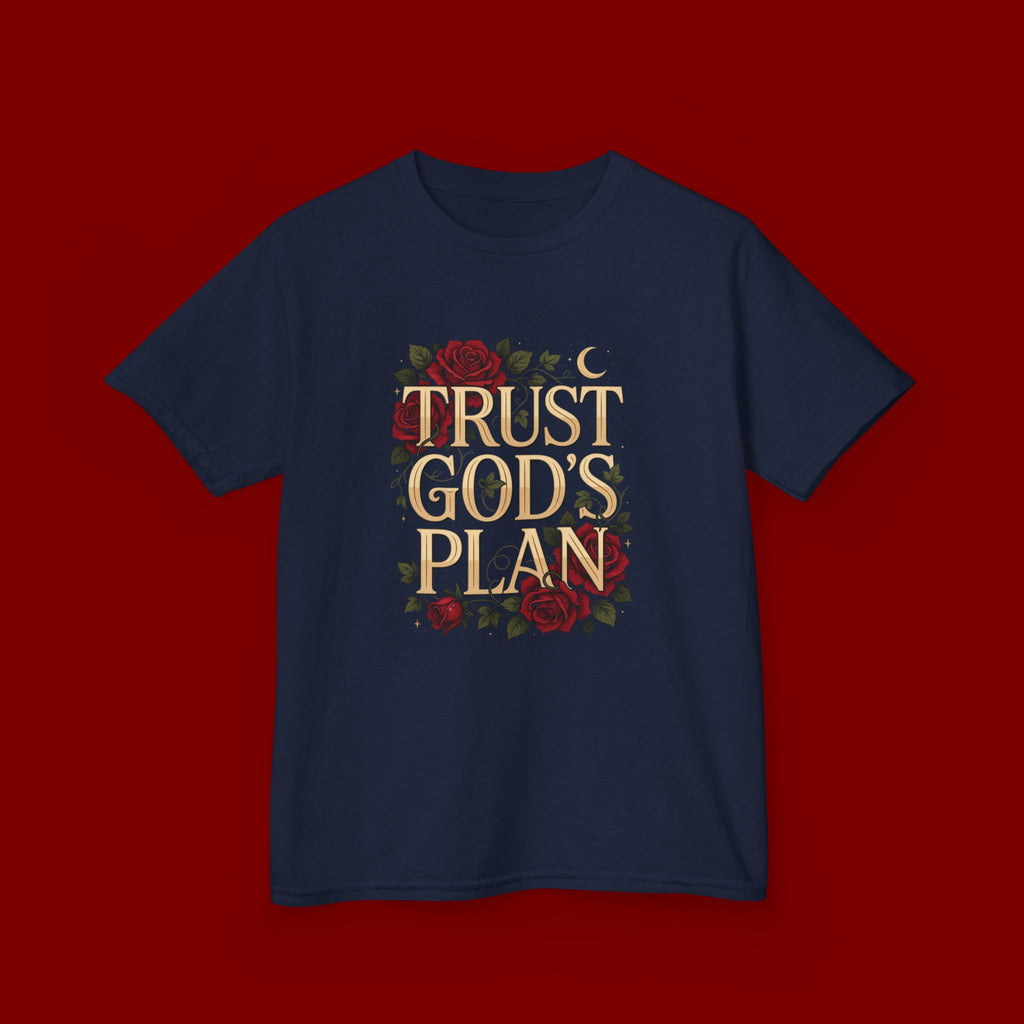 Kids Tee — "Trust God's Plan" Floral Faith T‑Shirt