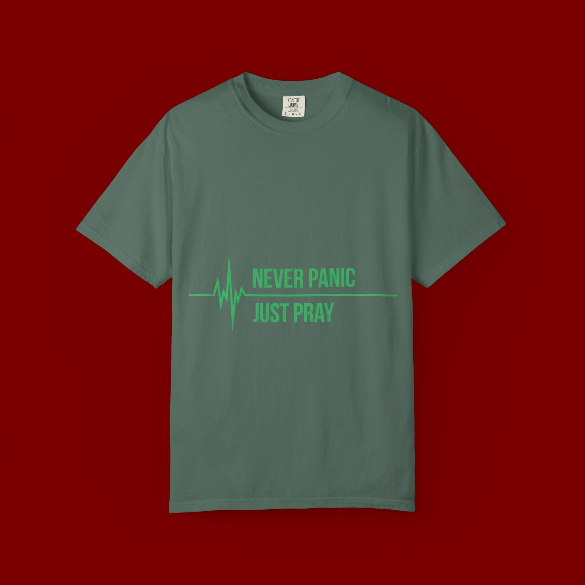 Prayer Tee — "Never Panic Just Pray" Graphic T-Shirt