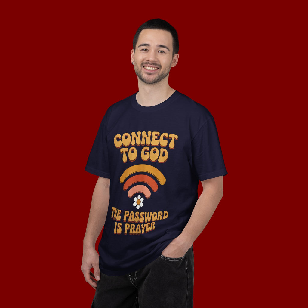 Connect to God T-Shirt — "The Password Is Prayer" Retro Faith Tee