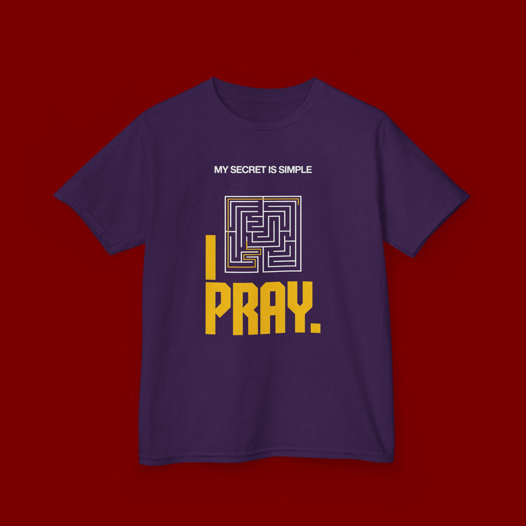 Kids Tee — "My Secret Is Simple: I Pray." Maze Faith T‑Shirt
