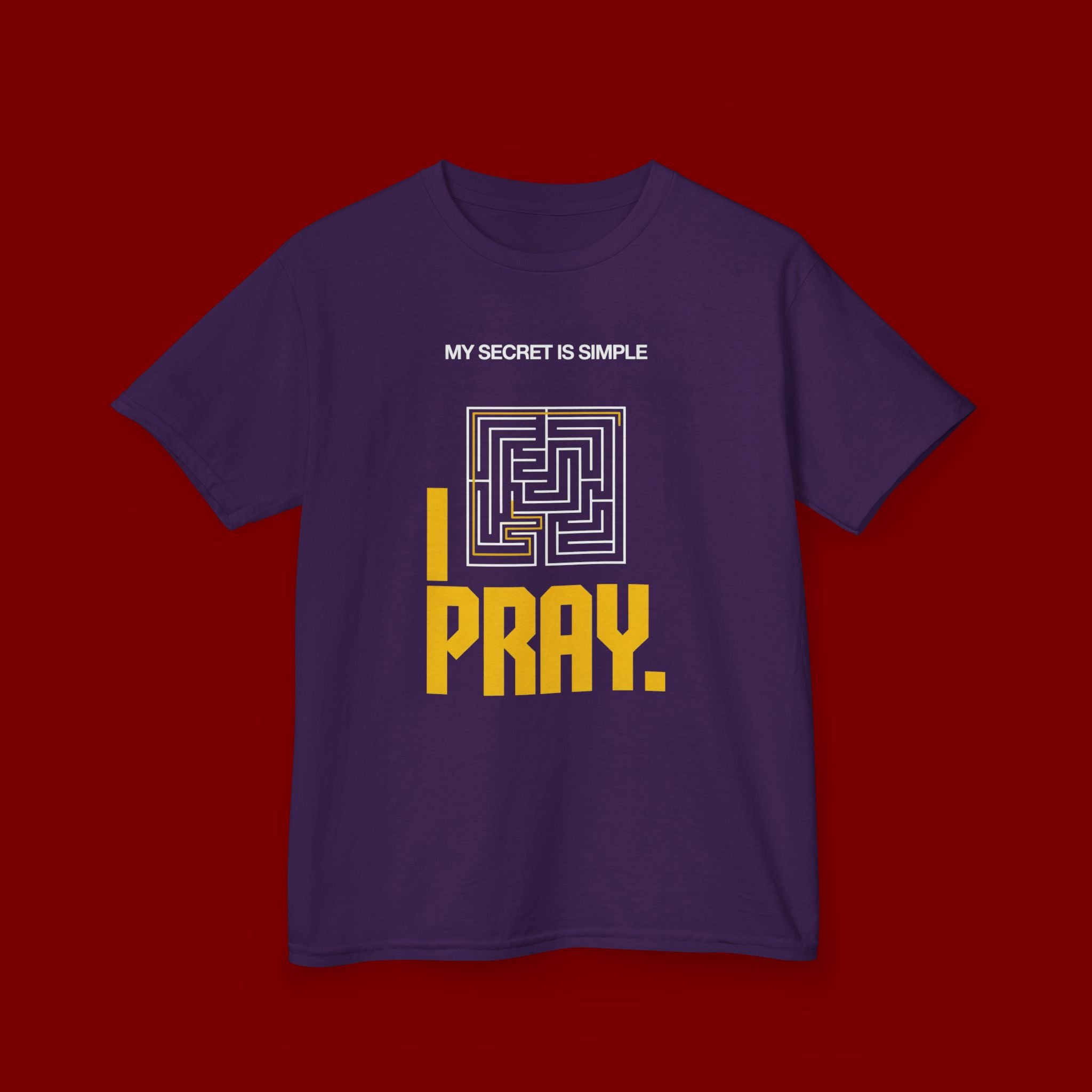 Kids Tee — "My Secret Is Simple: I Pray." Maze Faith T‑Shirt