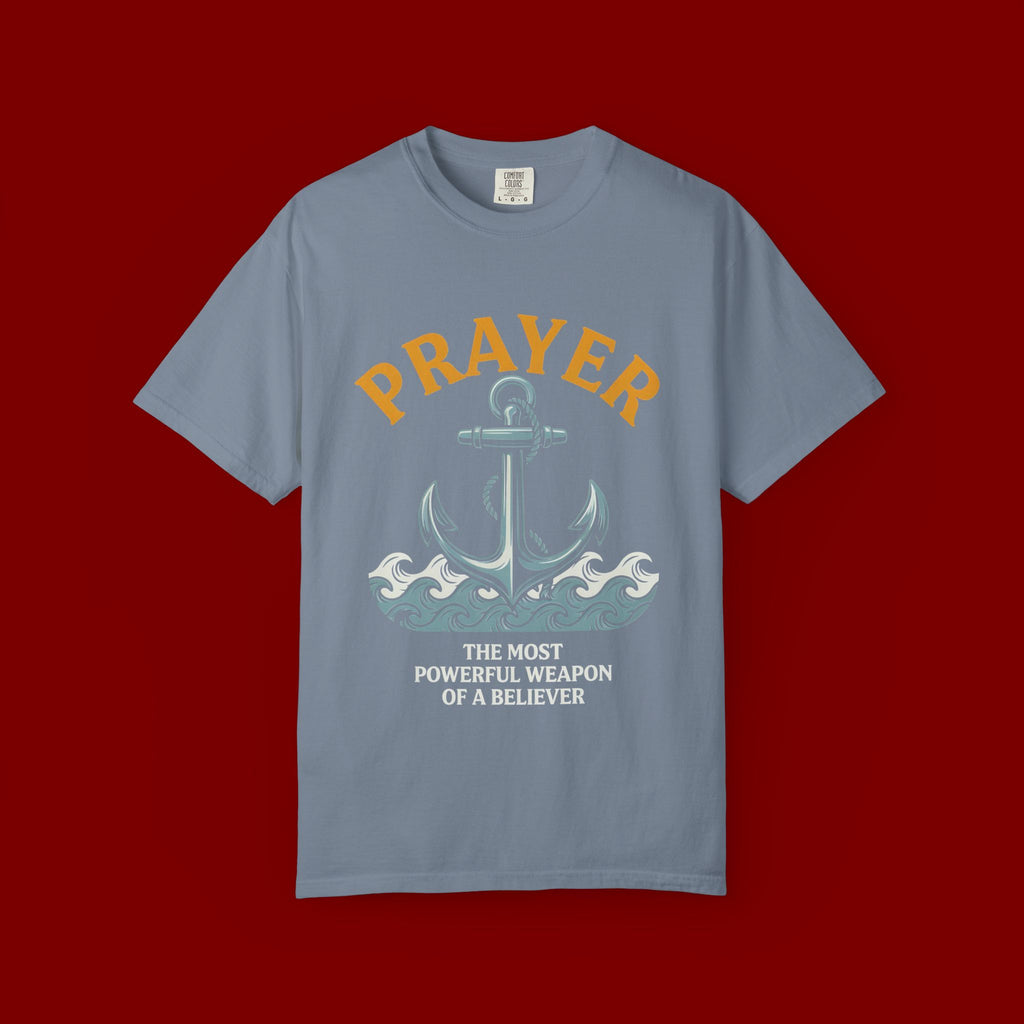 Prayer Anchor T-Shirt — "Prayer: The Most Powerful Weapon of a Believer" Christian Faith Tee