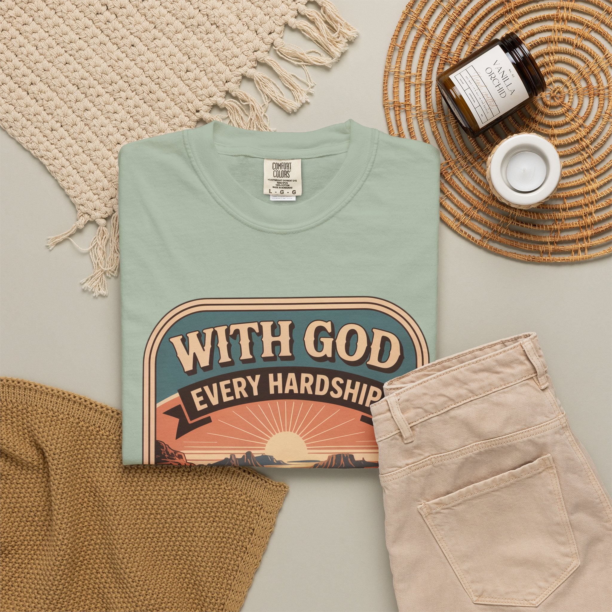 Scripture Comfort T-Shirt — "With God Every Hardship Brings Ease" Christian Faith Tee
