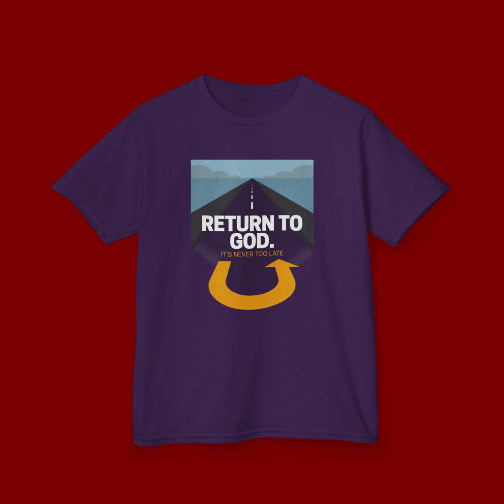Kids Tee - "Return to God" Roadway Graphic Religious Youth Shirt