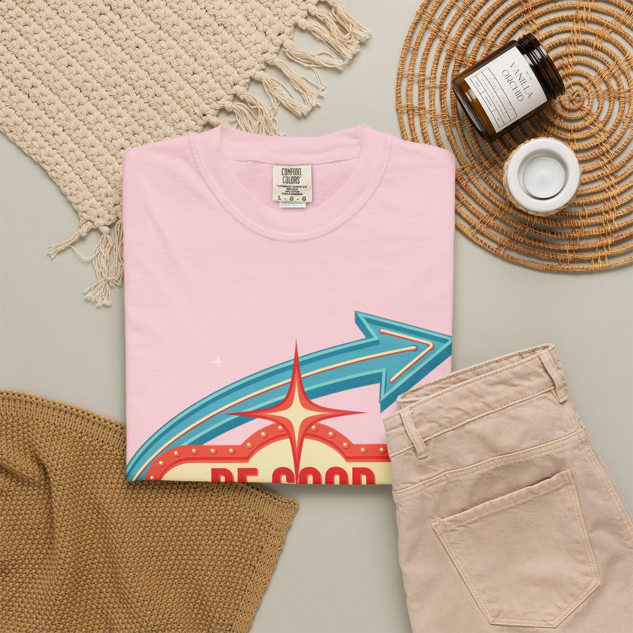 T-Shirt — "Be Good Do Good Feel Good" Retro Sign Graphic