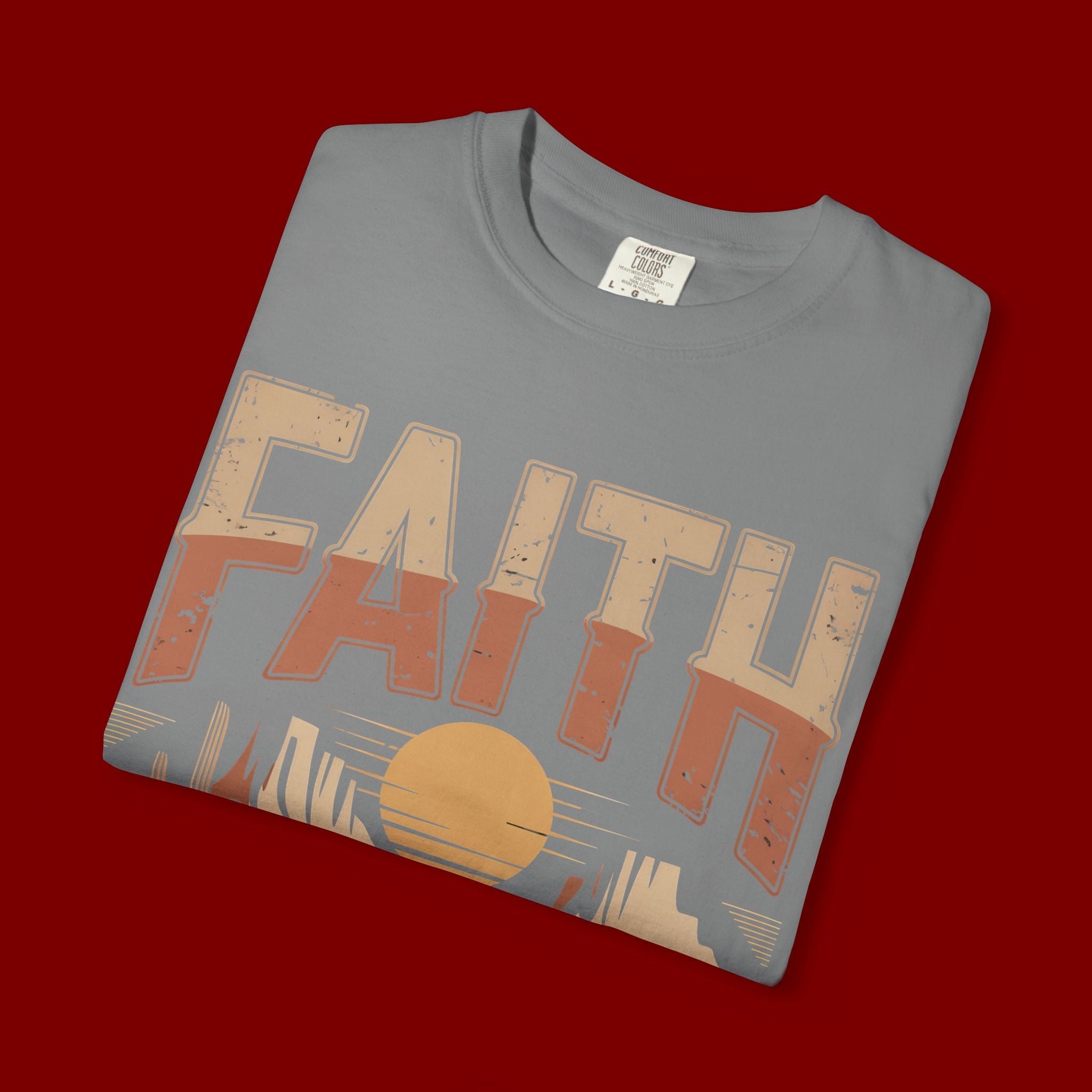 Faith Can Move Mountains T-Shirt — Retro Desert Inspirational Tee