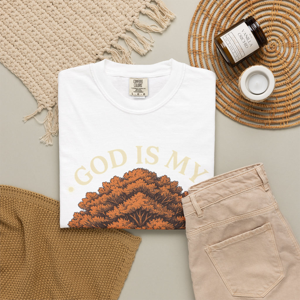 God Is My Strength Tree T-Shirt — Faith-Based Inspirational Tee