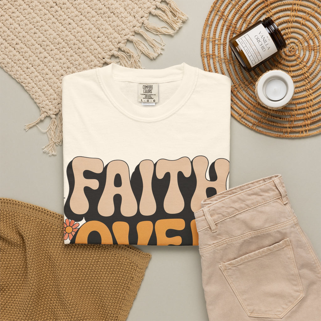 Faith Over Fear T‑Shirt — Retro Floral Inspirational Tee
