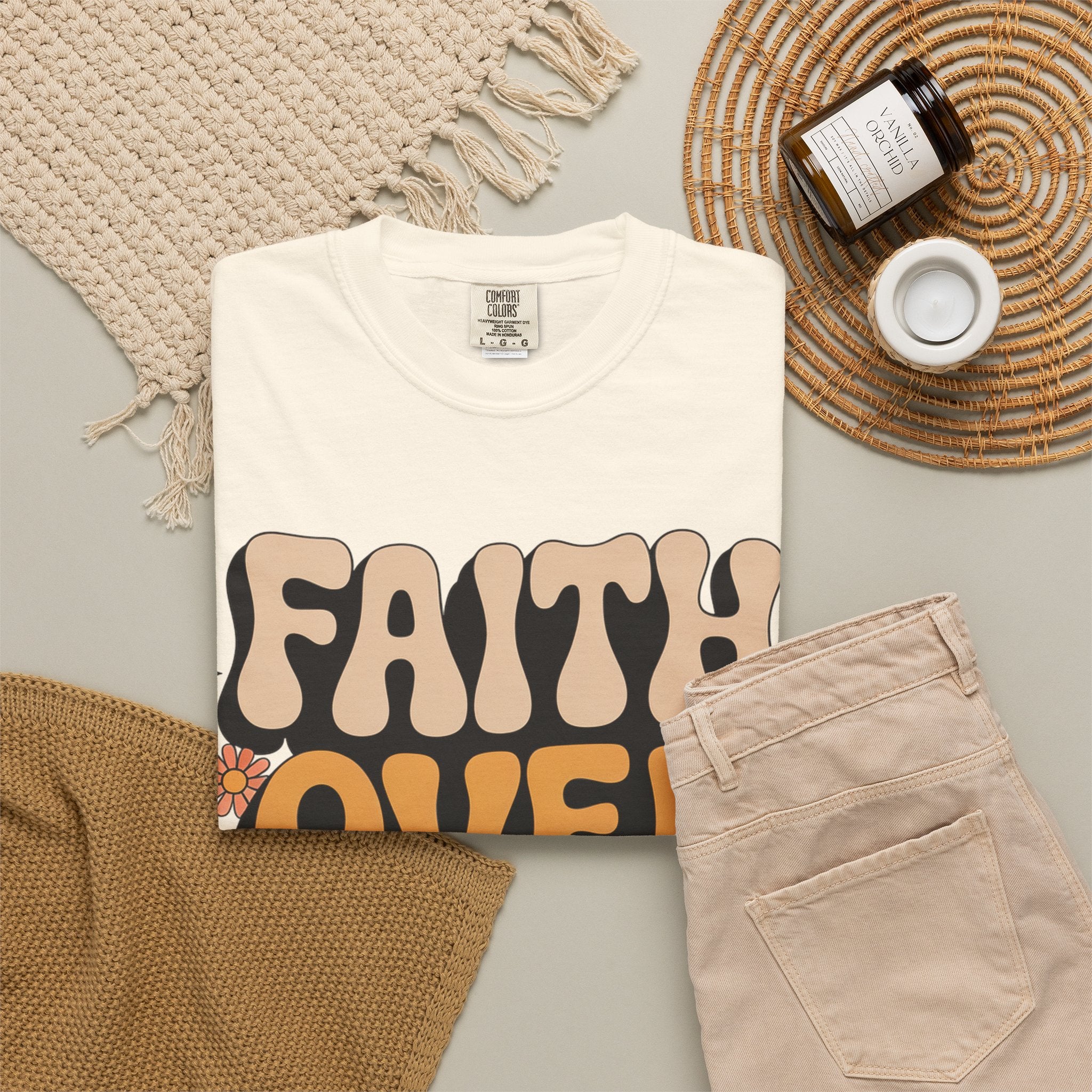 Faith Over Fear T‑Shirt — Retro Floral Inspirational Tee