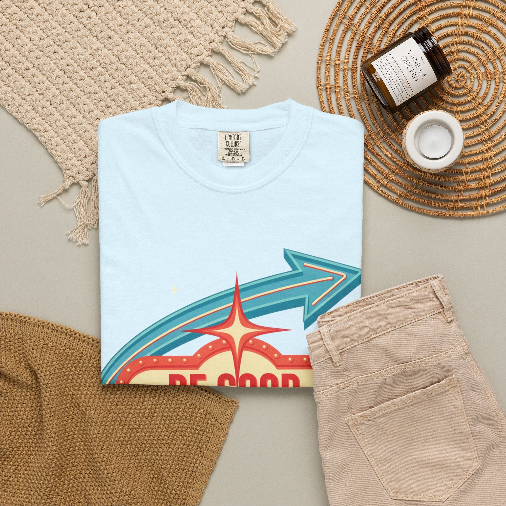 T-Shirt — "Be Good Do Good Feel Good" Retro Sign Graphic
