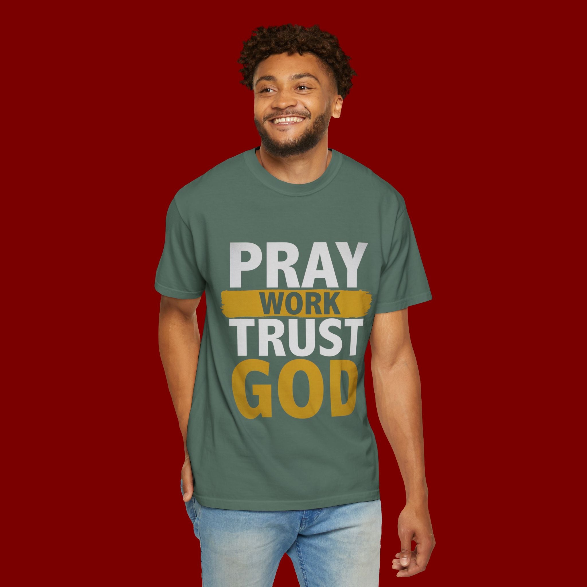 Pray Work Trust God T-Shirt — Inspirational Faith Tee for Christians