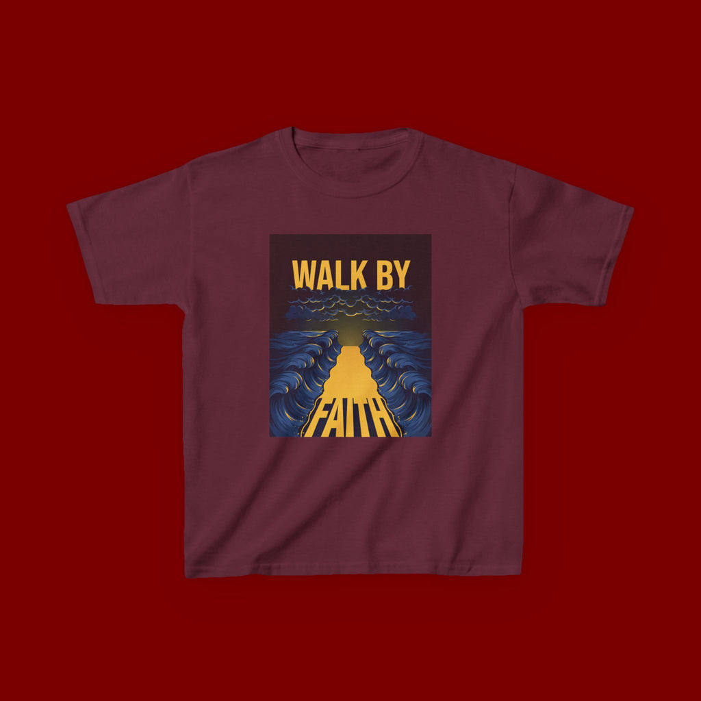 Kids T‑Shirt — "Walk By Faith" Inspirational Graphic Tee for Children