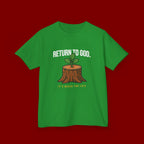 Return to God Kids T-Shirt – Tree Stump with Sprout, “It’s Never Too Late” Inspirational Youth Tee
