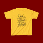 Kids T‑Shirt — "God Will Add Strength to Your Strength" Inspirational Faith Tee