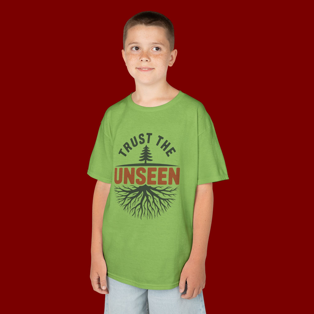 Kids T‑Shirt — "Trust the Unseen" Tree & Roots Inspirational Graphic