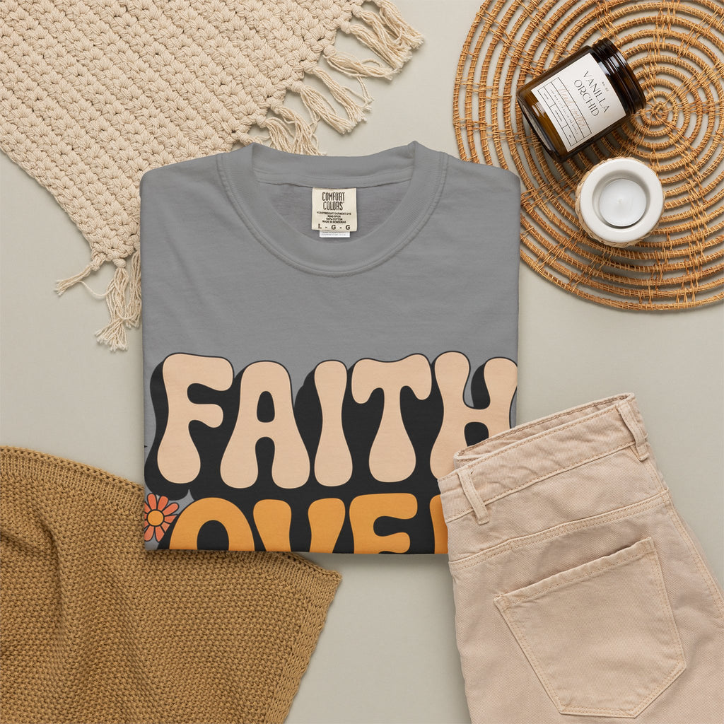 Faith Over Fear T‑Shirt — Retro Floral Inspirational Tee