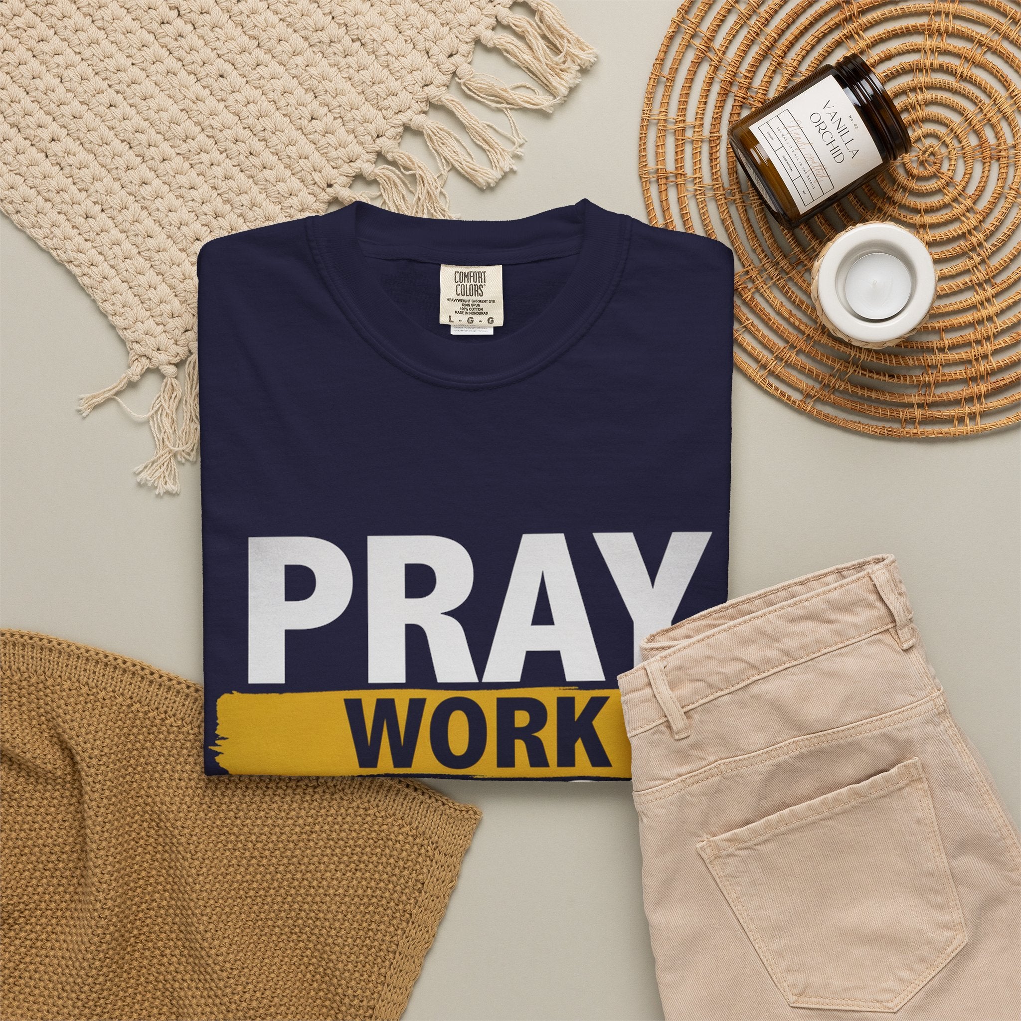 Pray Work Trust God T-Shirt — Inspirational Faith Tee for Christians