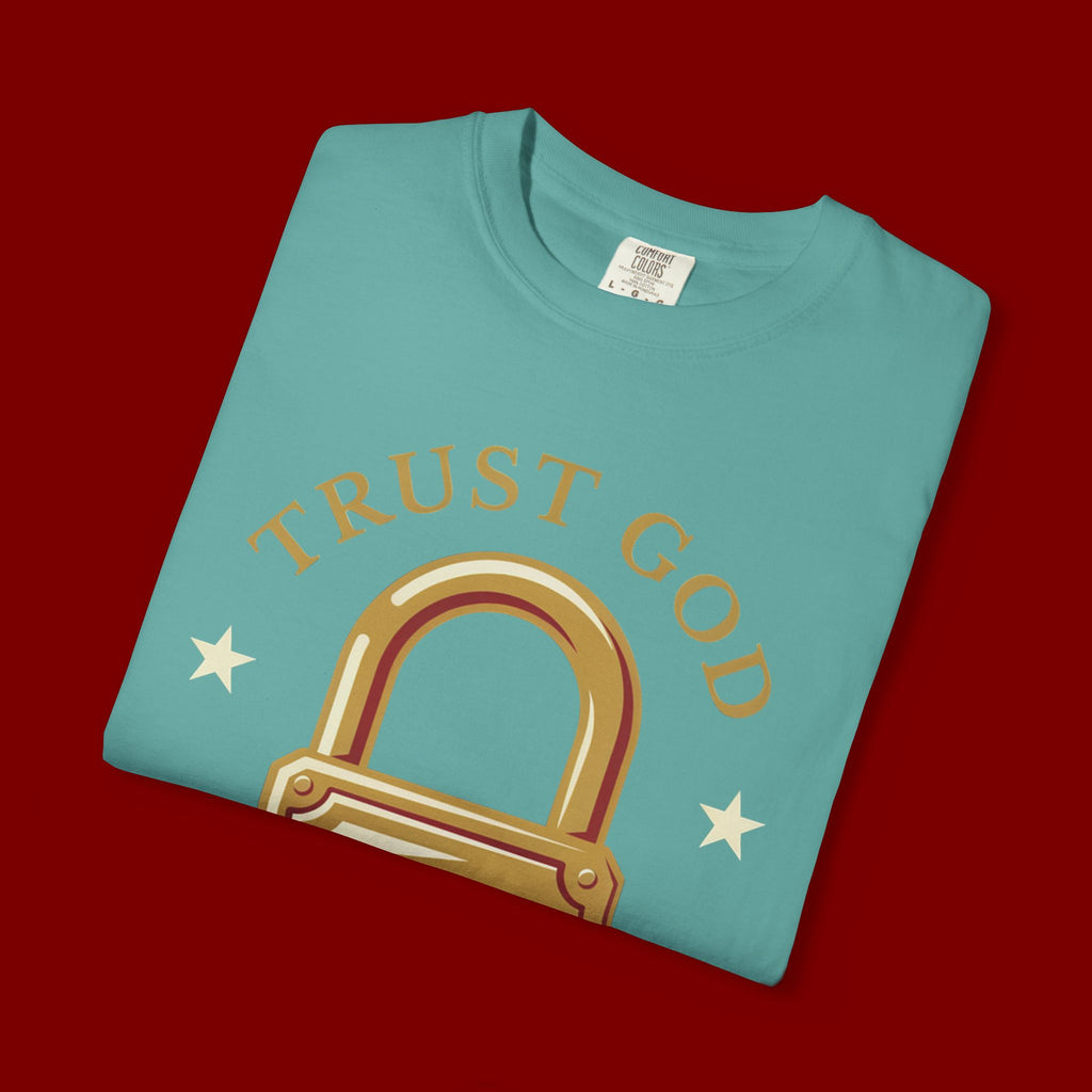 Trust God Lock T-Shirt — Christian Faith Tee “Trust God No Matter What”