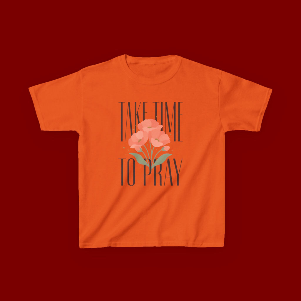 Kids Tee — "Take Time to Pray" Floral Christian Shirt
