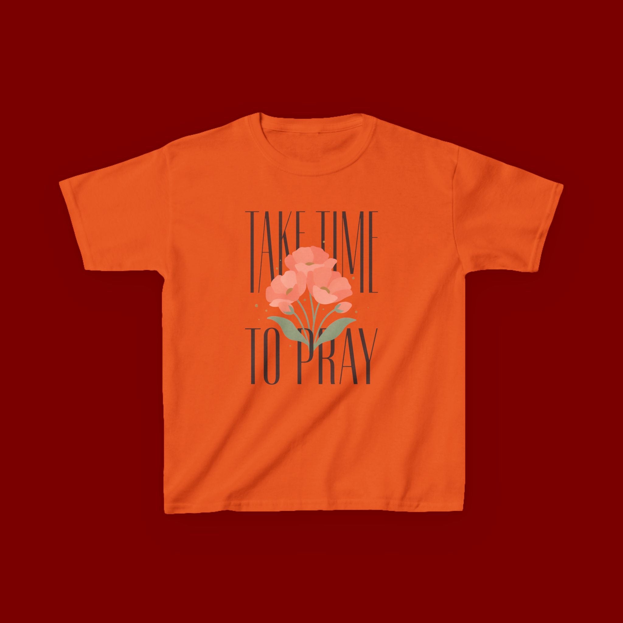 Kids Tee — "Take Time to Pray" Floral Christian Shirt