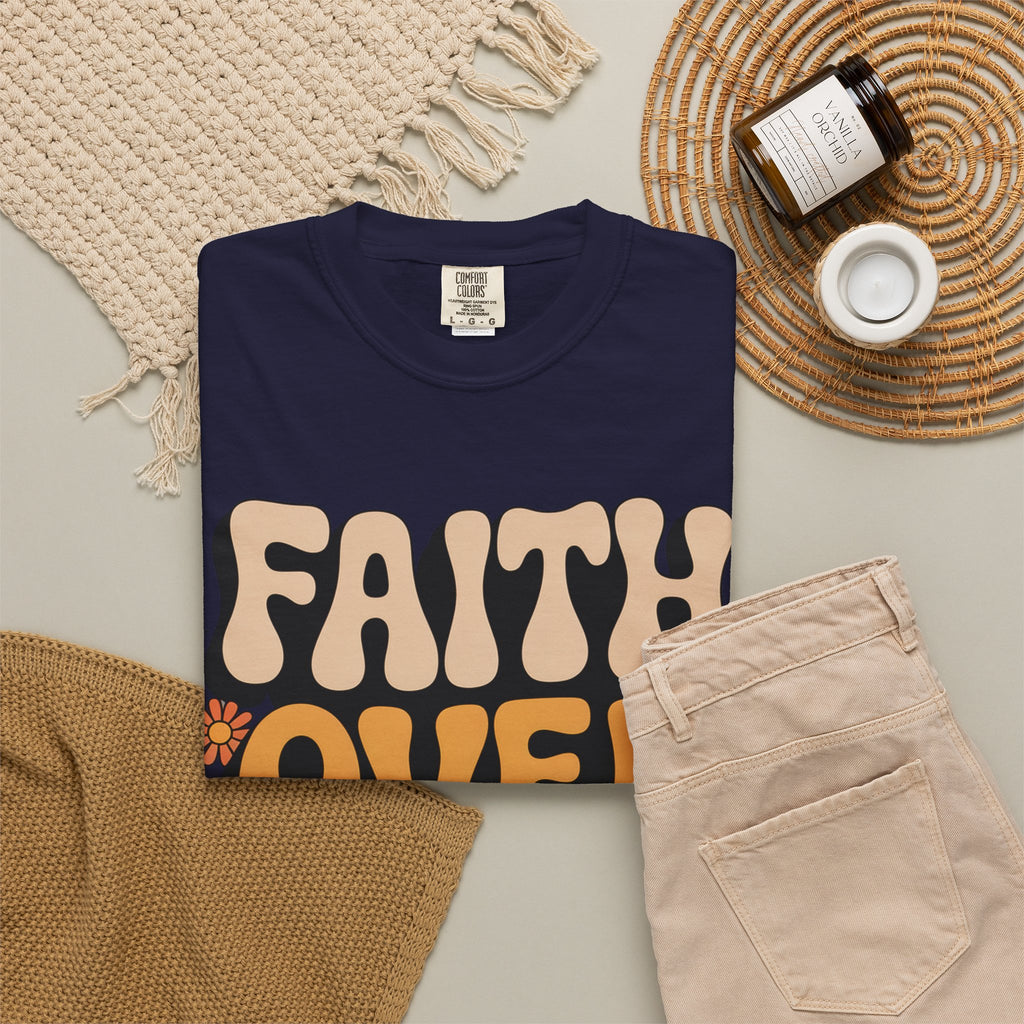 Faith Over Fear T‑Shirt — Retro Floral Inspirational Tee
