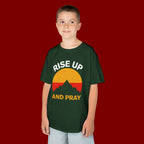 Kids Tee — "Rise Up and Pray" Mountain Sunrise Faith T‑Shirt