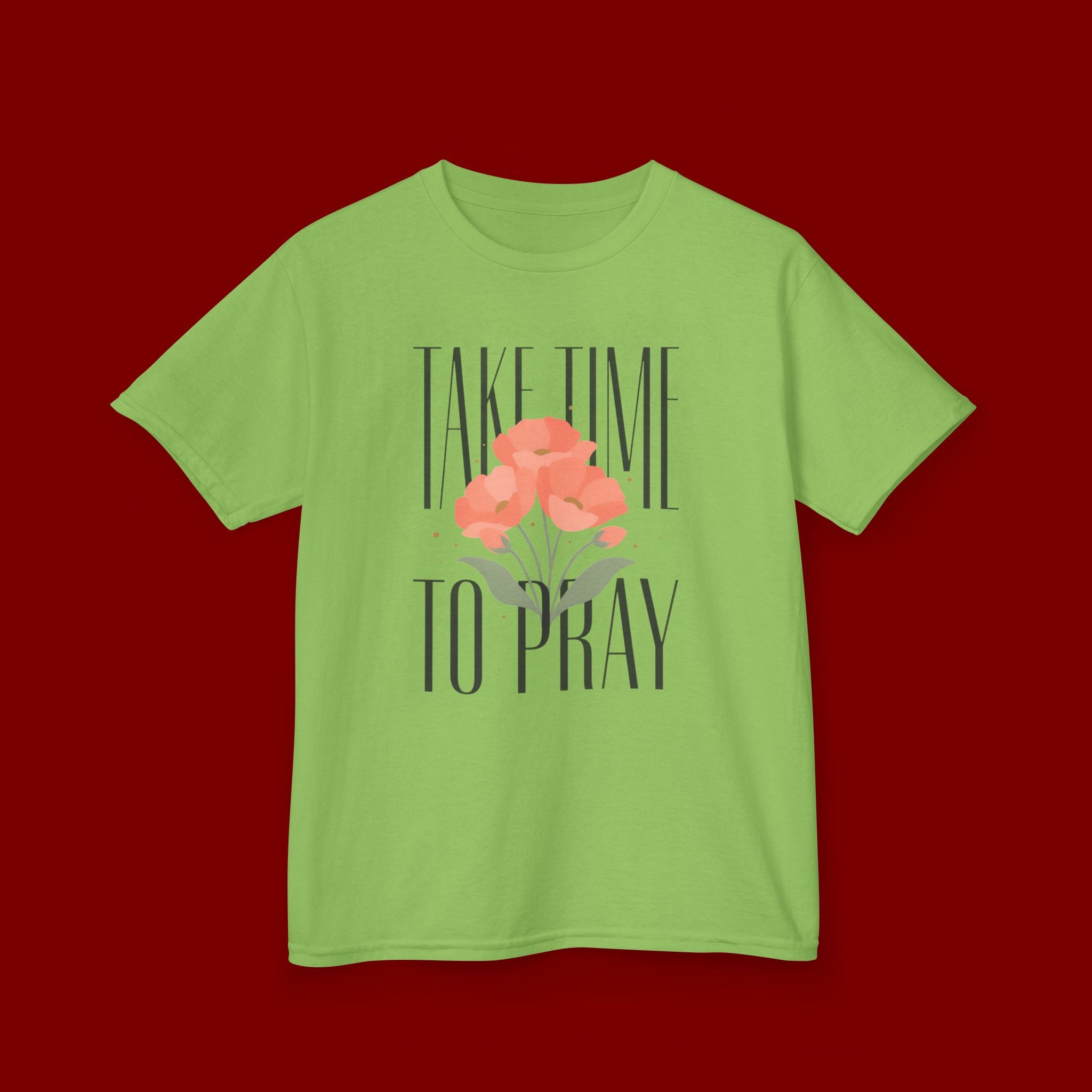 Kids Tee — "Take Time to Pray" Floral Christian Shirt
