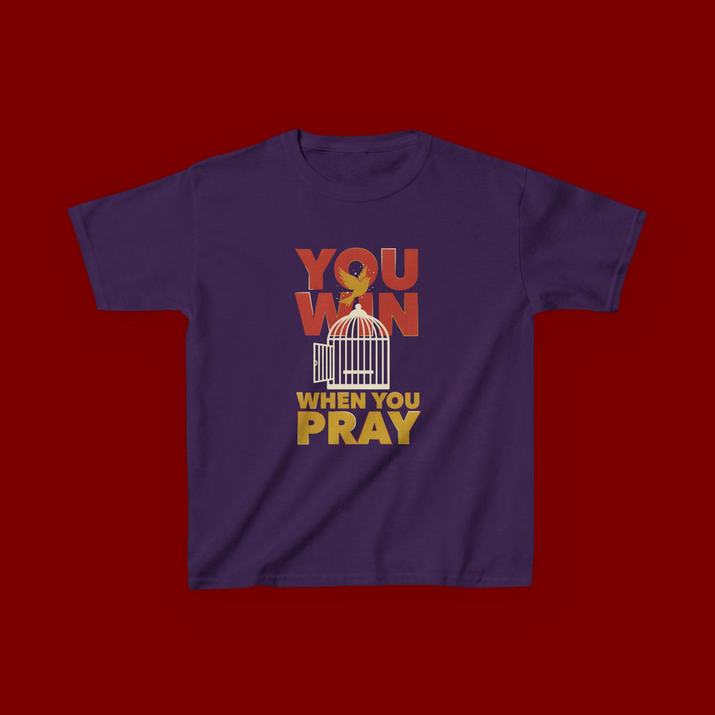 Kids Tee — "You Win When You Pray" Inspirational Christian Shirt